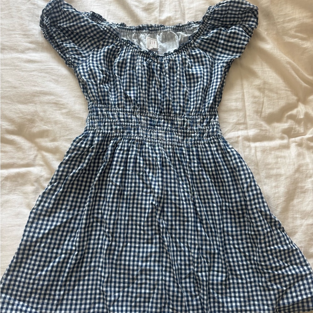 Chic Gingham Kids Dress - Navy